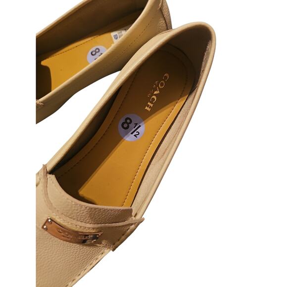 COACH FREDRICA cream PEBBLE LEATHER LOAFERS DRIVING MOCCASIN FLATS WOMENS sz 8.5 - Picture 4 of 7